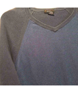 Alfani Men&#39;s Knit T-shirt Blue Black Pullover Stripe V Neck 100% Cotton XL - £7.75 GBP