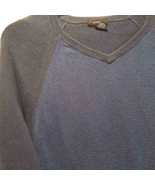 Alfani Men&#39;s Knit T-shirt Blue Black Pullover Stripe V Neck 100% Cotton XL - $9.89