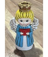 Vintage Plaster Angel Choir Girl Candle Holder w Wings &amp; Crown 7&quot; - $19.71 CAD
