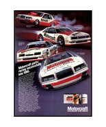 1986 Motorcraft Autoparts Ford Race Cars Vintage Print Ad NASCAR Wall Art - $10.97