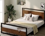 Zinus Suzanne Bamboo And Metal Platform Bed Frame With Footboard, Wood, ... - $258.95