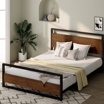 Zinus Suzanne Bamboo And Metal Platform Bed Frame With Footboard, Wood, Queen. - £203.57 GBP