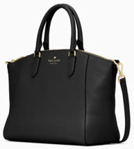 NWB Kate Spade Parker Satchel Black Leather Bag K8214 Purse $399 Gift Bag FS - £112.63 GBP
