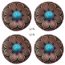 Set of 4 Screw Back Conchos Western Saddle Bridle Tack 1-1/4&quot; Turquoise ... - $460.39 MXN