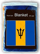 Barbados Flag Fleece Travel Blanket 5 ft. x 4.2 ft. Barbadian Throw Cover - £13.95 GBP
