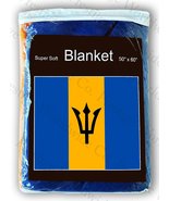 Barbados Flag Fleece Travel Blanket 5 ft. x 4.2 ft. Barbadian Throw Cover - £13.96 GBP