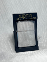 1986 Zippo Engine Turn Pinstripe Blank Initial Plate Cigarette Lighter In Case - $29.95