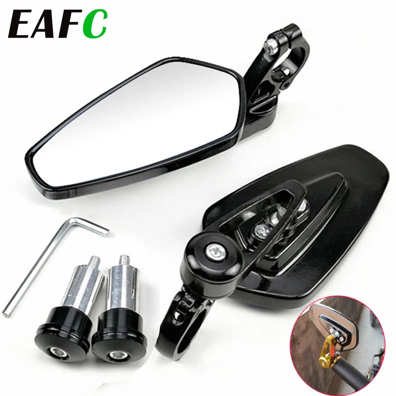 EAFC 1 Pair 7/8&quot; 22mm  Motorcycle Rearview Mirrors Universal Scooter Bar End - £10.51 GBP+