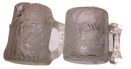 Flintstone Clear Mug Set Of 2 Tree Trunk &amp; Bone Handle - £11.08 GBP