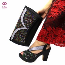 Winter New Arrivals Italian Design Shoes and Bag to Match in Black Color Decorat - £78.71 GBP