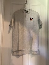 Disney University embroidered grey pullover short sleeve shirt XL Vintage - £25.31 GBP