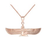 14K Solid Rose Gold Egyptian ISIS Goddess of Life Magic Winged Pendant N... - $389.87+