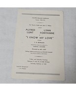 I Know My Love Program Louisville Memorial Auditorium 1950-1951 Alfred Lunt - £9.44 GBP