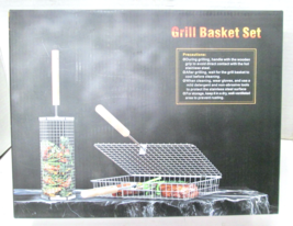Ivtivfu Grill Basket Set of 2 Rectangular &amp; Hexagon Heat Resist Wood Han... - $18.99
