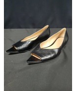 Bottega Veneta Black Leather Flats Shoes Sandals Pointed Open Peep Size ... - $161.71