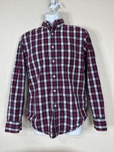 J Crew Washed Tartan Men Size S Red/Wht Button Up Shirt Long Sleeve Pocket - £6.33 GBP