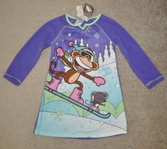 Girls Nightgown Bobby Jack Snow Monkey Long Sleeve Purple Flannel Pajama... - £13.91 GBP