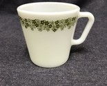 Vintage Pyrex Green Crazy Daisy Spring Blossom Milk Glass Coffee Cup Mug... - $3.96