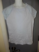 Crewcuts Light Blue Eyelet  Cotton T-Shirt Size 8 Girl&#39;s EUC - £14.00 GBP
