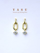 Yasu Genuine 925 Silver 18k Gold Plated Geometric Glossy Exquisite Drop Earrings - £17.51 GBP
