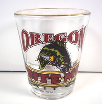 Oregon Bait Co Gold rim shot glass Bite Me leaping trout - £5.61 GBP