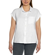 Orvis Tops for Women - Linen Blend Womens Short Sleeve Shirts (White, L) - $19.99