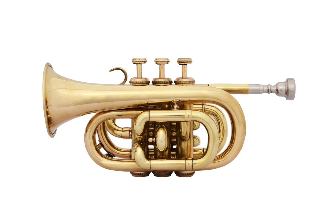 Pocket Trumpet Brand New Bb Pocket Trumpet Brass Finish With Free Hard Case+Mout - $158.00