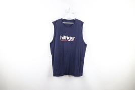 Vintage 90s Tommy Hilfiger Mens Large Spell Out Sleeveless Tank Top T-Shirt Blue - £31.61 GBP