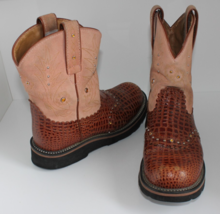 Women&#39;s Pink Brown Gator Print Leather Ariat Fatbaby Rhinestone Western ... - $44.99