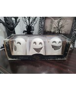 Spooky Night Ceramic Led Light Up Spooky Ghost Halloween Trio Figurines ... - £26.36 GBP