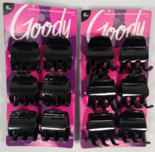 Lot of 2 Goody Classics Medium 6 Count Claw Hair Clips Black  1.5&quot; wide - £12.67 GBP