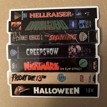 80&#39;s Horror VHS Stack Sticker Steven King Halloween Nightmare On Elm Street - £4.00 GBP