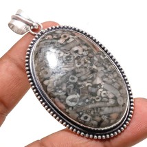Black Fossil Coral Gemstone Handmade Fashion Pendant Jewelry 2.80&quot; SA 545 - £5.18 GBP