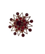 Vintage Estate Costume red &quot;Rhinestone&quot; Gold Brooch Pin Jewelry - $18.00