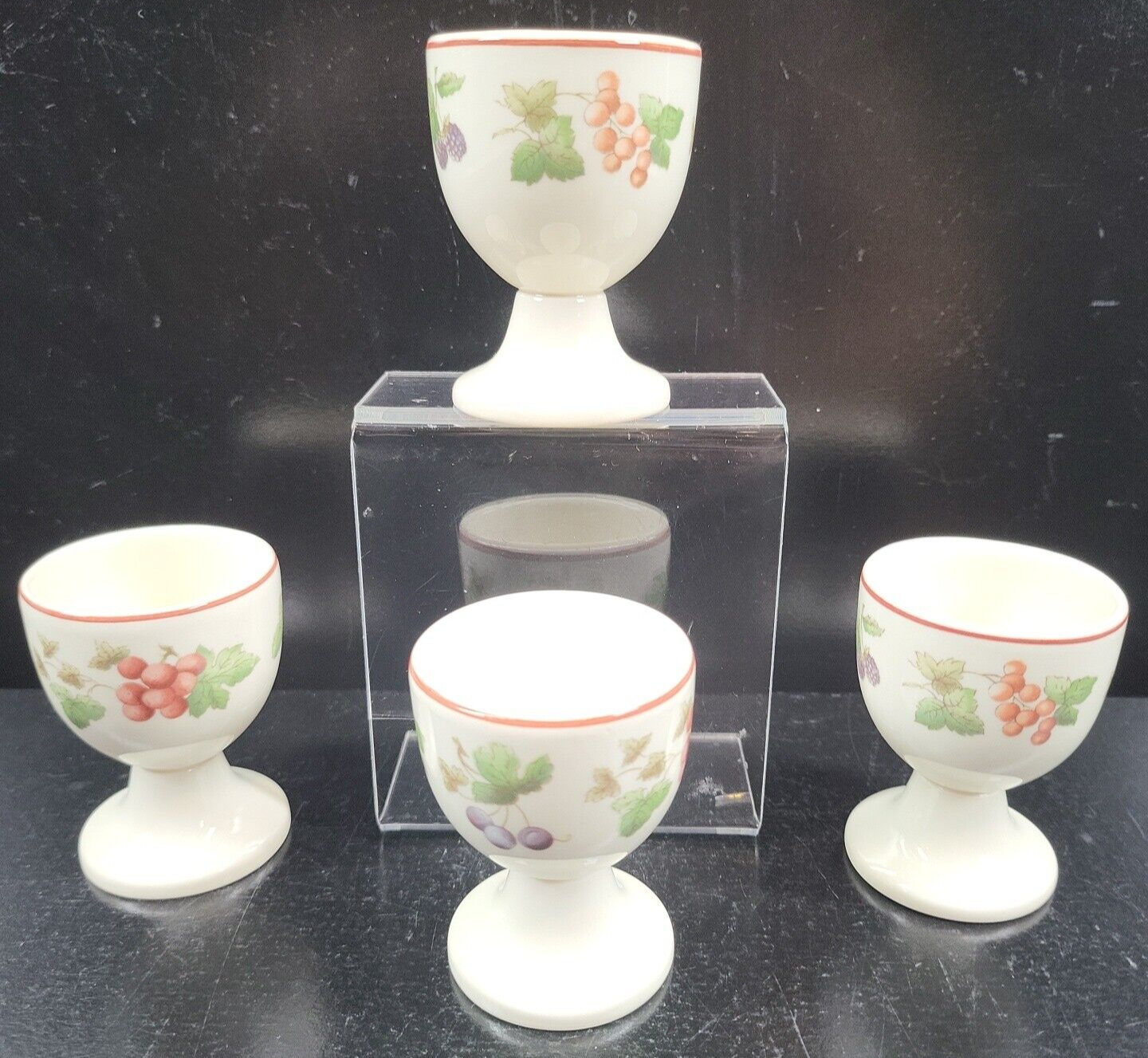 Primary image for 4 Wedgwood Provence Queensware Egg Cups Set Vintage Fruit England Retro Dish Lot