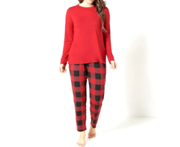 Any Body Lush Jersey Lounge Set - Rio Red / Check, Petite Medium - £23.36 GBP