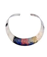 Sterling Silver Hammered Collar Necklace - Mexico 925 Statment Choker - $282.15