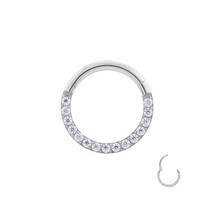 Stainless Steel Hinge Septum Clicker with Crystals - £12.69 GBP