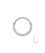 Stainless Steel Hinge Septum Clicker with Crystals - £12.49 GBP
