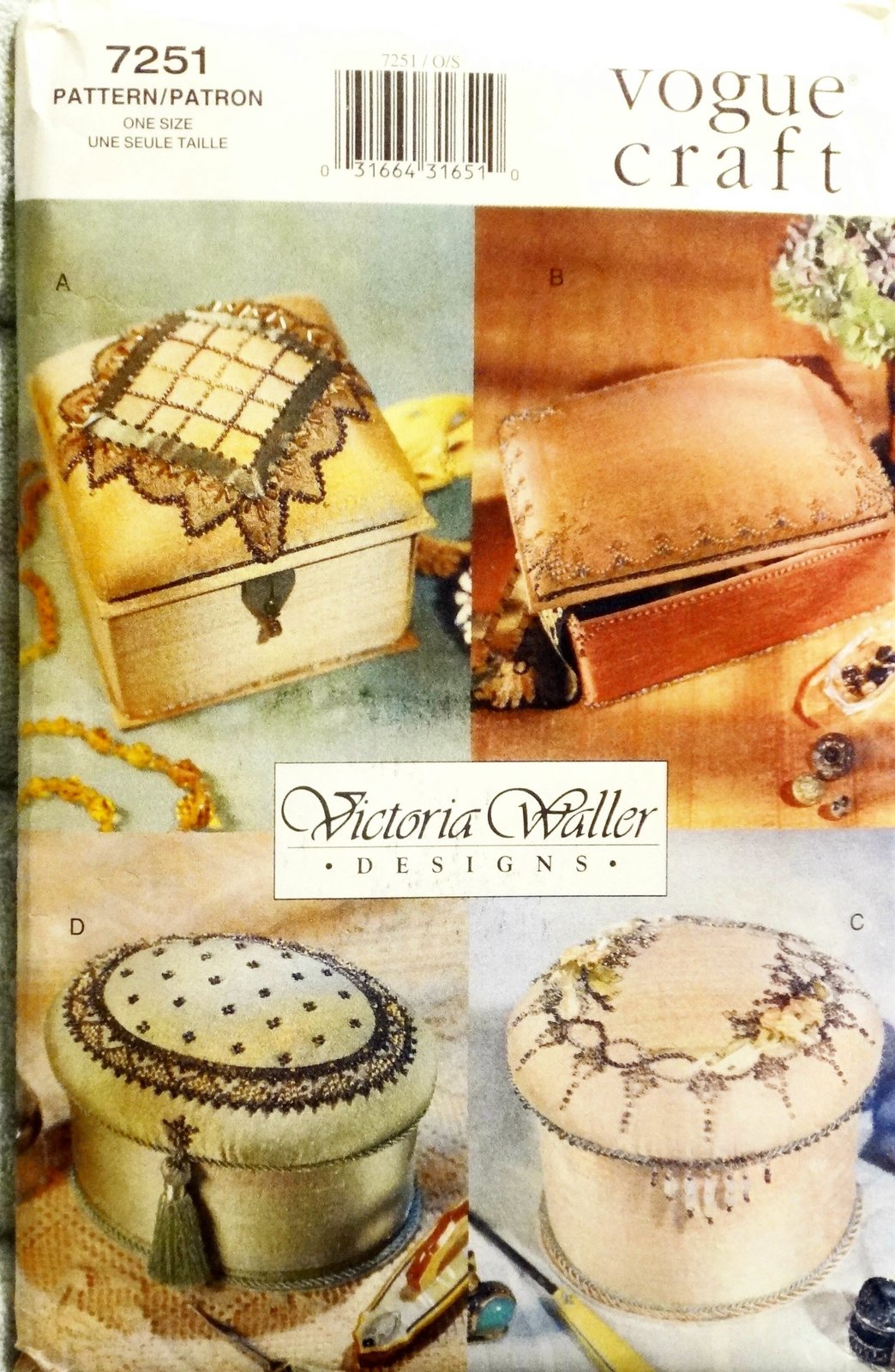 Vogue Craft Sewing Pattern 7251 Lovely Pin Beaded Boxes with Lids OOP - $4.63