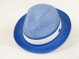 Men's Bently Semi Crushable Fedora Briad Straw Hat Dante DA222 Royal White image 4