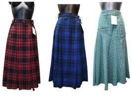 Skirt Winter Midi Wool Tartan Red Blue Green Various Sizes From 40 A 48 Comfort - £36.32 GBP+