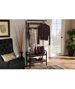 Hachiro Distressed Wood and Black Metal Finished Entryway Hall Tree - $2,316.56 MXN