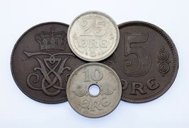 1907-1924 Denmark 5-25 Ore Lot (4 coins) KM 806, 814.1, 815.2, 822.1 - $90.90