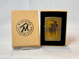 1995 Brass Zippo Marlboro Lighter Cowboy on Bucking Bronco Sticker Sealed In Box - £71.35 GBP