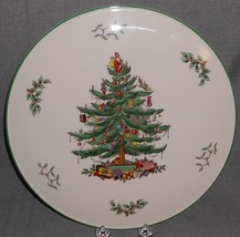 Spode Christmas Tree Pattern Green Trim 11 1/2&quot; Cake Or Cheese Plate England - £23.73 GBP