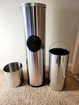 Stainless Steel Floor Standing Wipe Dispenser W/ Trash Bin &amp; Wipe Bin - $134.63