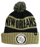 New Orleans NO Patch Ribbed Cuff Knit Winter Hat Pom Beanie (Khaki/Black... - £11.95 GBP