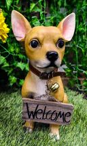 Spicy Mexican Short Coat Chihuahua Dog Large Figurine W/ Welcome Sign St... - $53.95