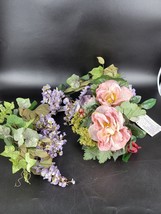 Homco Artificial Flowers Swag and Boquet  Wedding Roses Wisteria Grape P... - $21.80